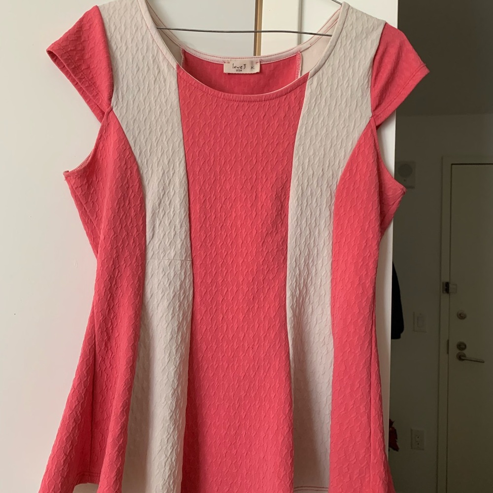 Pink and White Blouse